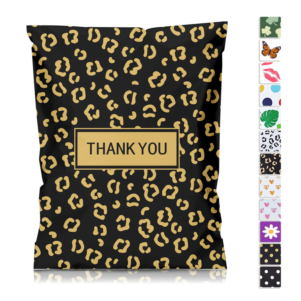 100 Pcs 10x13 Inch Gold Leopard Print Poly Mailers 2 Mil Self-Seal Waterproof Shipping Bags for Apparel Biodegradable 100 Pcs