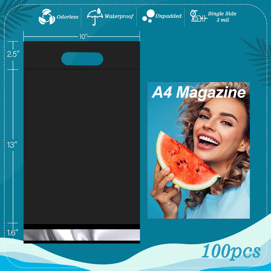 100 Pieces 10x13 Inch Black Poly Mailers 2 Day Shipping 5 Day Delivery Tearproof Waterproof Biodegradable Thank You Bag 2 Mil