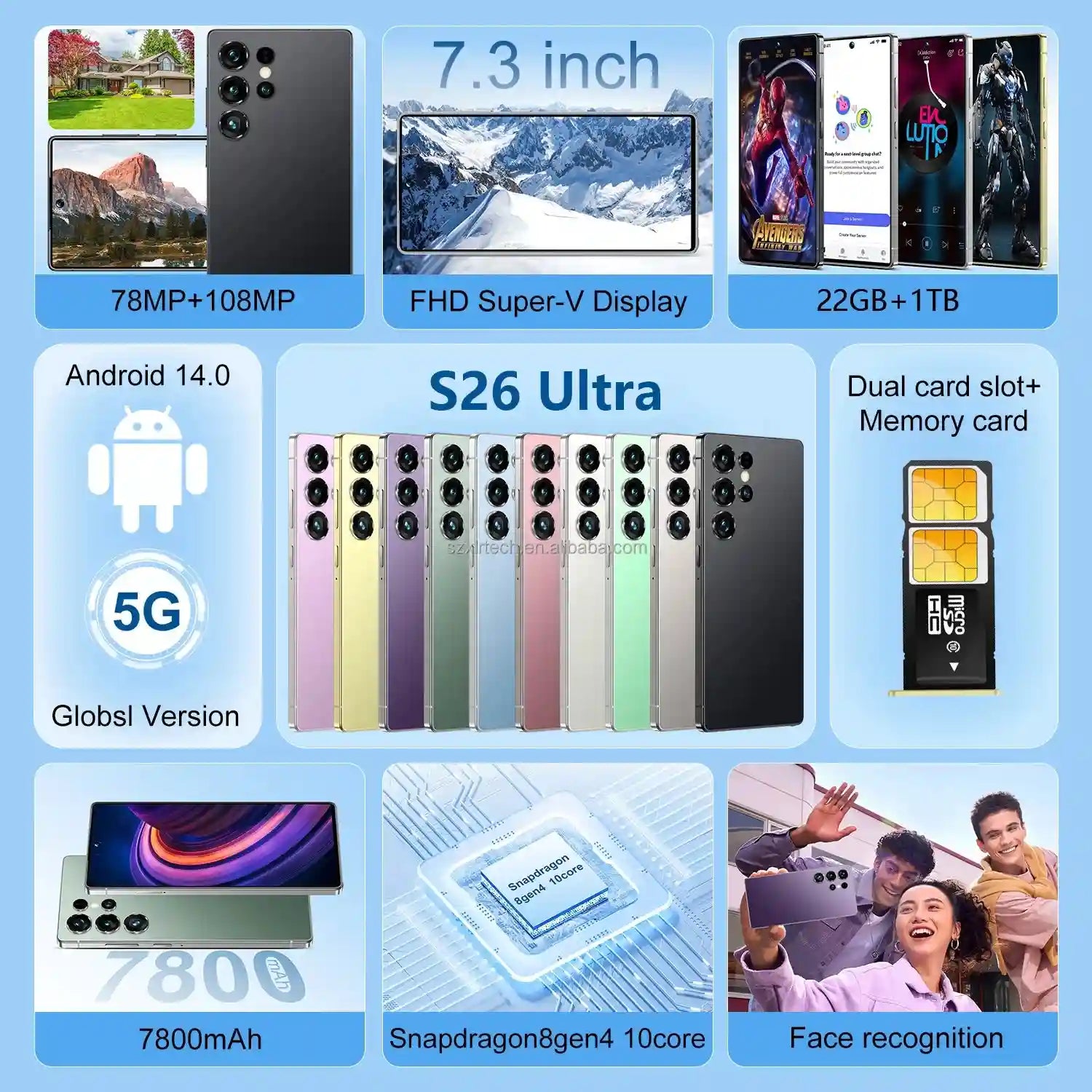 Tidesmit 5G Smartphone 7.3-Inch AMOLED 22GB RAM 1TB Unlocked Tidesmit