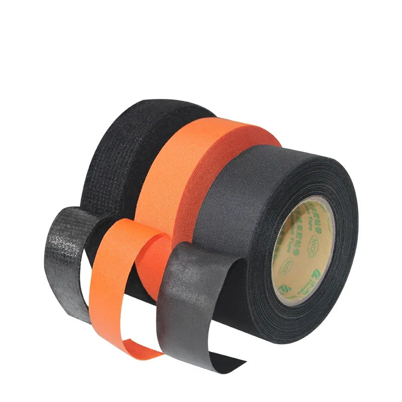 Spool set of black and orange cloth adhesive tape for bundling wires