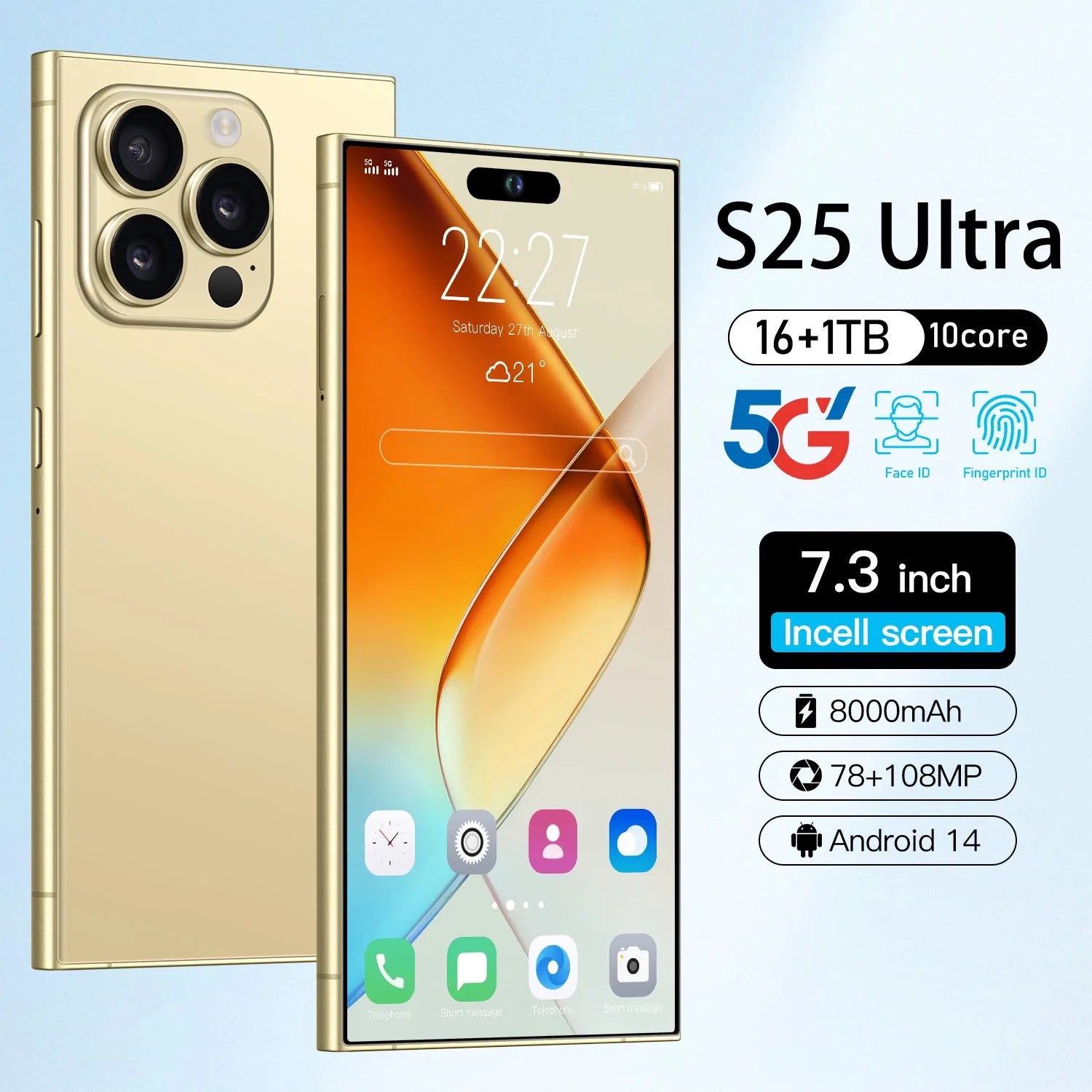 Mobile Phone Built-in Pen S25Ultra Eight-core 4G7.3-inch 20 Million Pixel 3 64  Hot 0TG