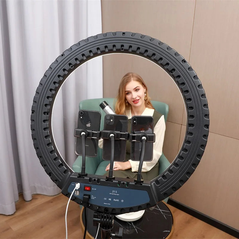 Super Brightness 21 22 Inch Dimmable Makeup Fill Lamp Live Stream Selfie Led Ring Light for Phone Youtube TikTok Video Tidesmit