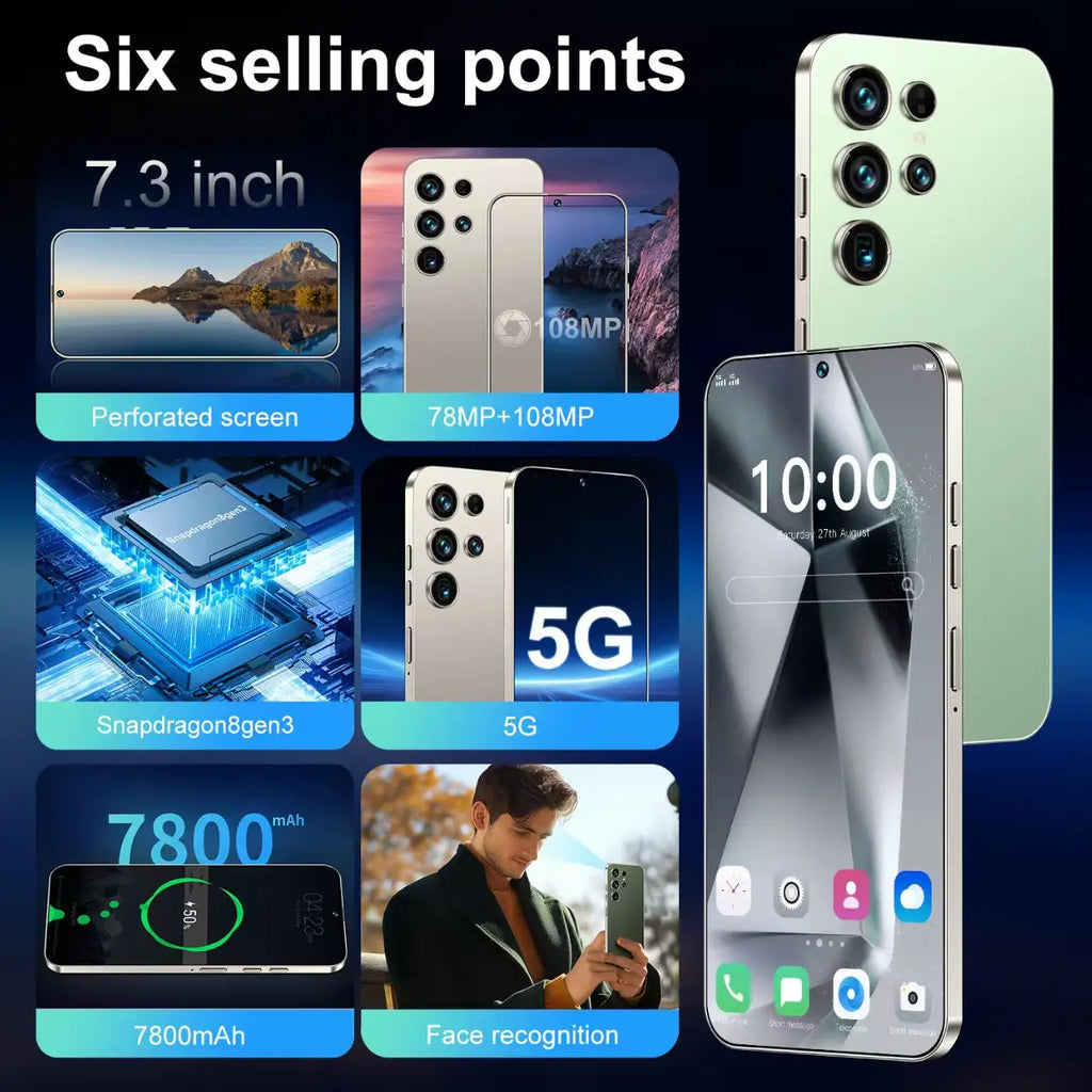 2025 New Original S26 Ultra Smartphones 5G Dual SIM Mobile Phone 22GB+2TB Storage 100W Quick HD Face Unlock Android 15 Spanish - Tidesmit