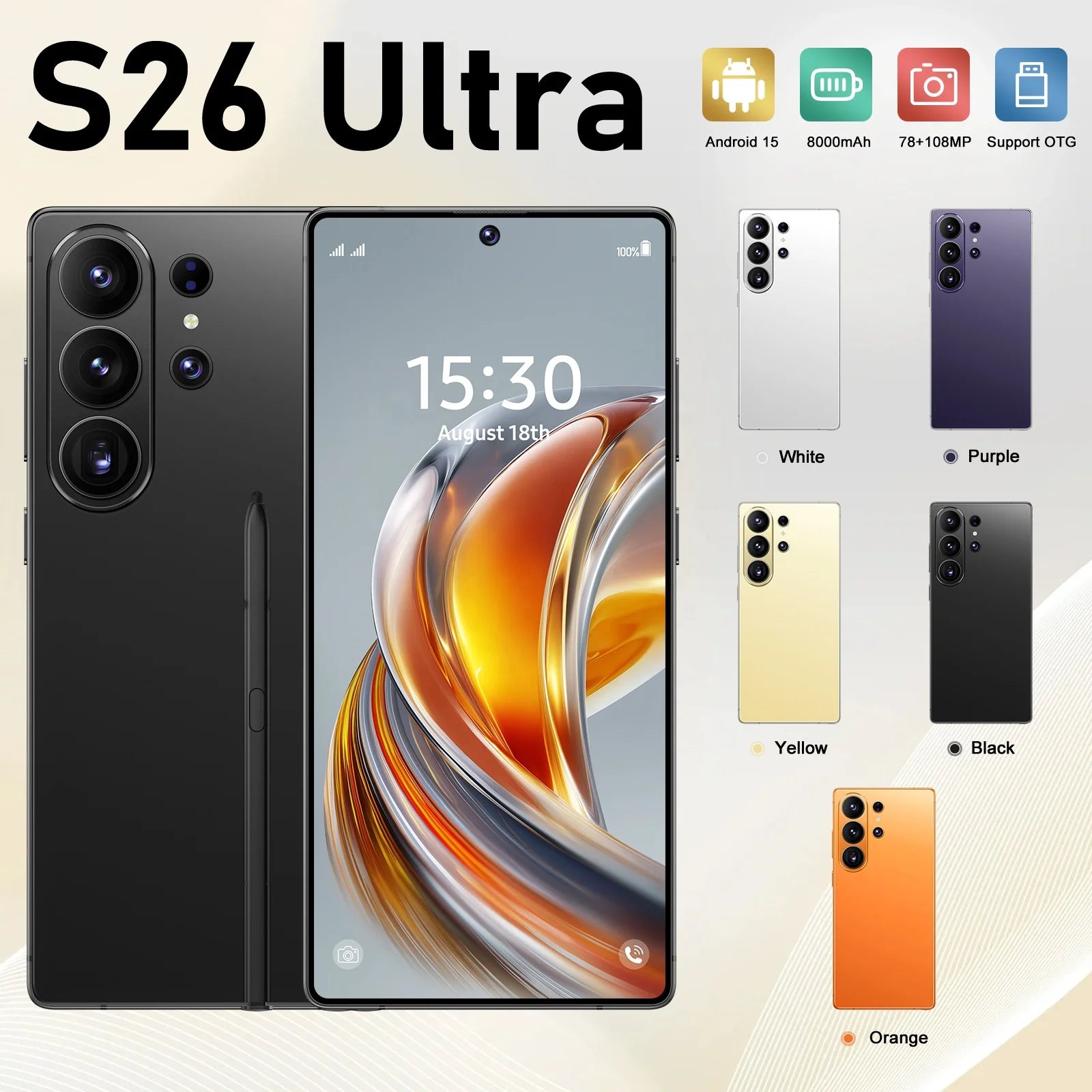Tidesmit S26 Ultra smartphone featuring a stunning immersive display and high resolution 108MP camera lens detail