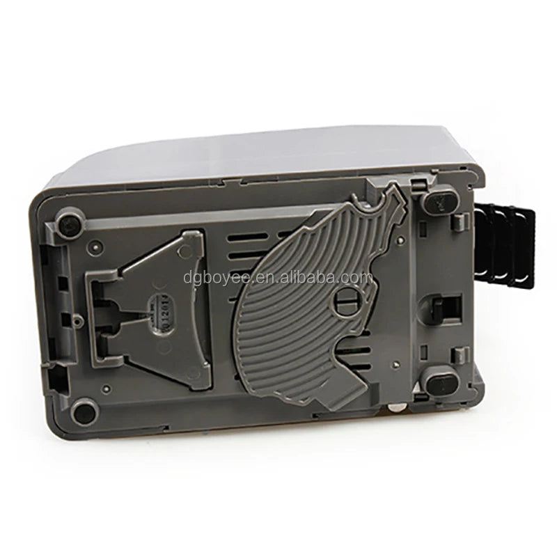 Automatic tape dispenser base cover removed, showing internal tape feed mechanism
