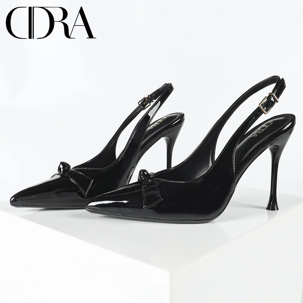 S Solid Color Back Strap 10cm Heel High Fine Stiletto Heels Ladies Female Closed Pointy Toe Designer Women Heeled Sandal Shoes