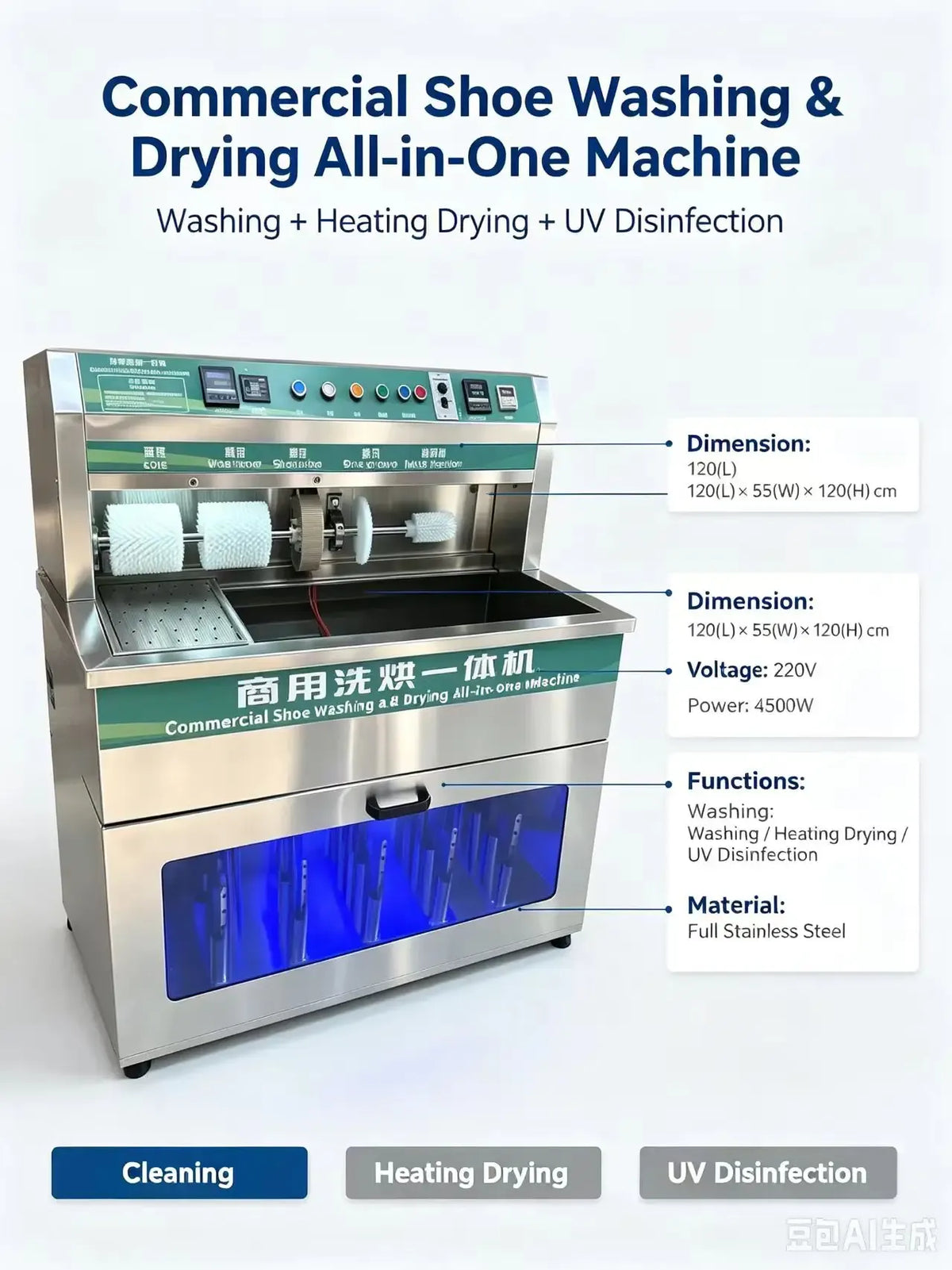 Commercial Shoe Washer Dryer with Shape Preserving Design