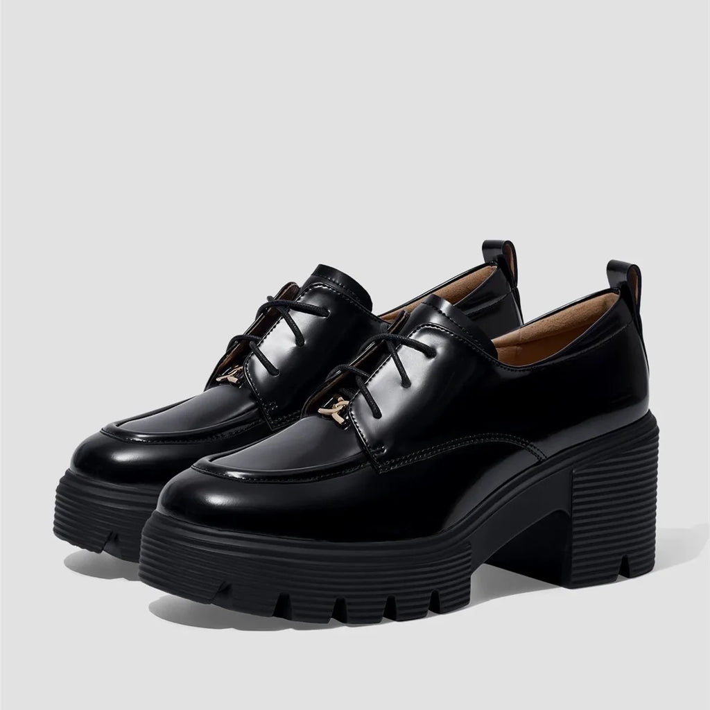 Personalized High-quality Women's Single Shoes. Women's Loafers with Thick Heels for Heightening. Small Leather Shoes.