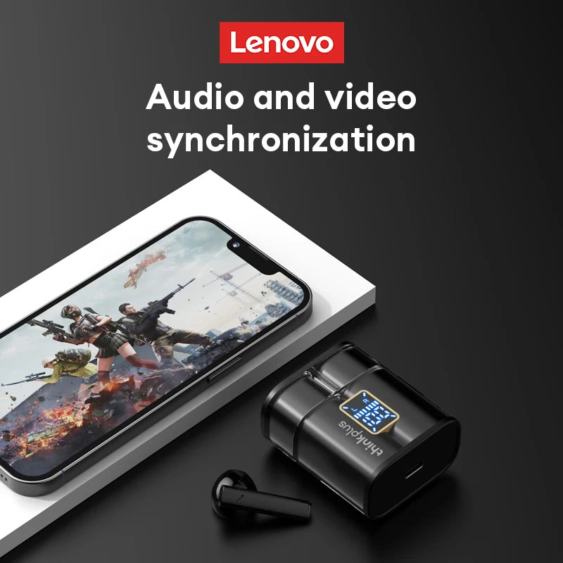 Lenovo XT56 Wireless BT 5.4 Long Battery Life Earphones Enc Noise Cancelling Gaming Earbuds HD Call Headphones With Mic Tidesmit