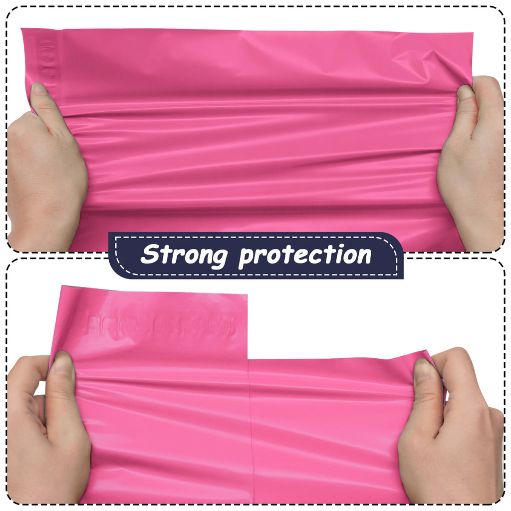 100 Pack Light Pink 10x13 Inch Waterproof Poly Mailers 2 Mil Eco-Friendly Strong Adhesive for Clothing Small Business Shipping