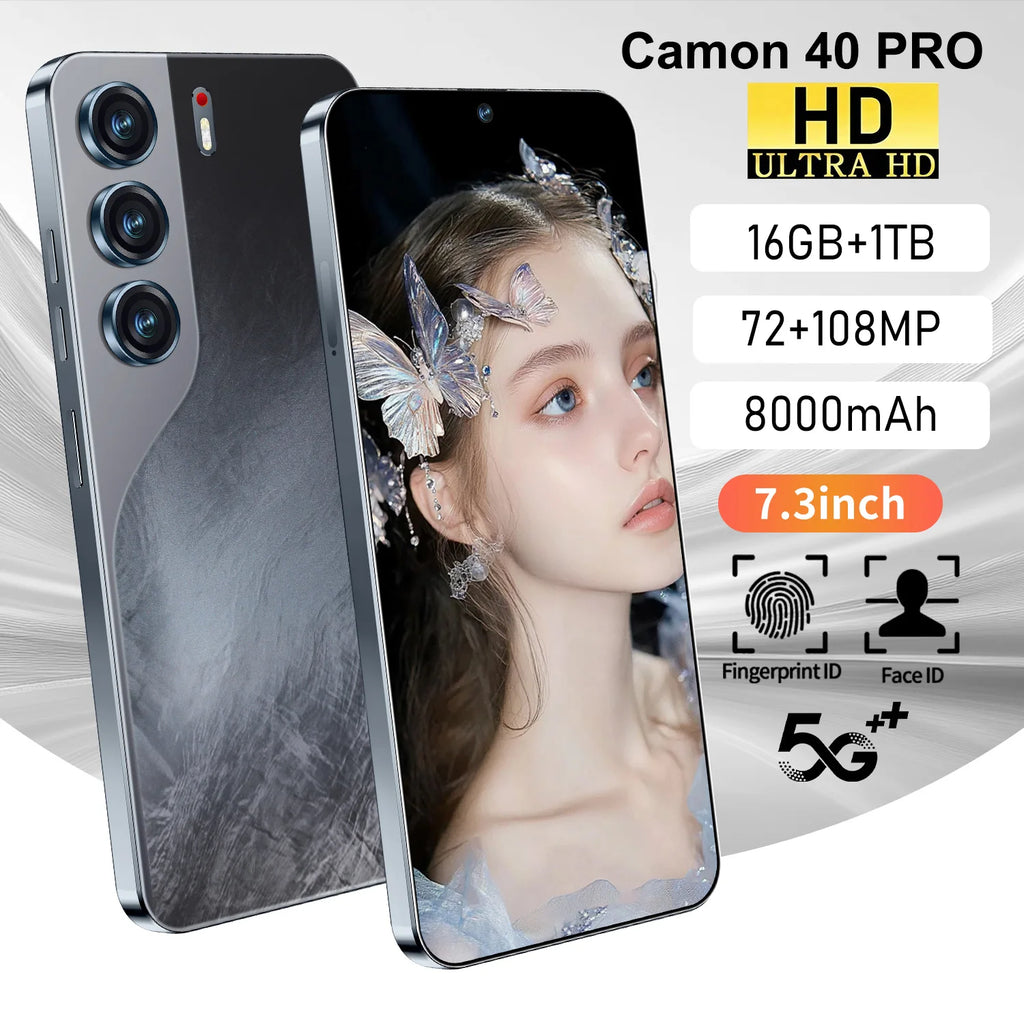 Hot Sale Camon 40 Pro 16GB+1TB 7.3 Inch 5G Smart Phone 100W Original HD Android 14 Unlocked Dual Card New for Spanish Speaking - Tidesmit