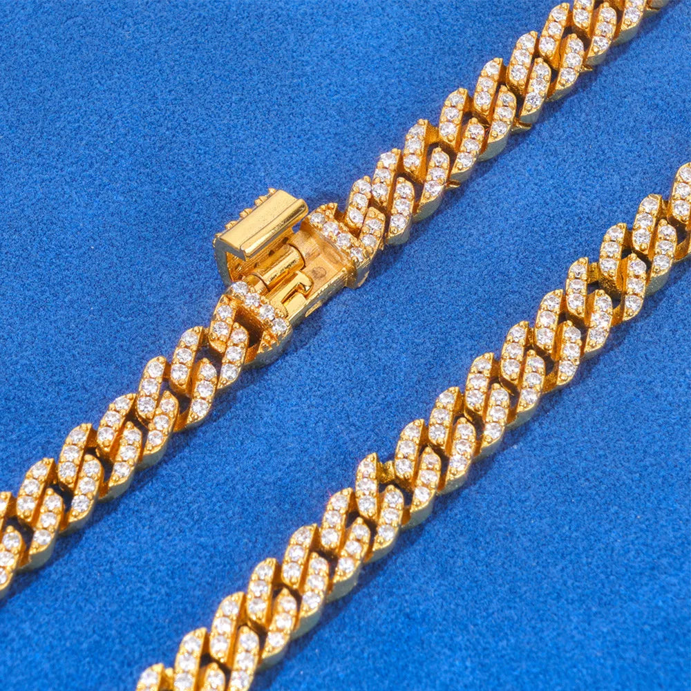 Hot Selling Pass Diamond Tester 5mm Two Rows Pass Diamond Tester Iced Out Hip Hop VVS1 Moissanite Cuban Link Chain Necklace