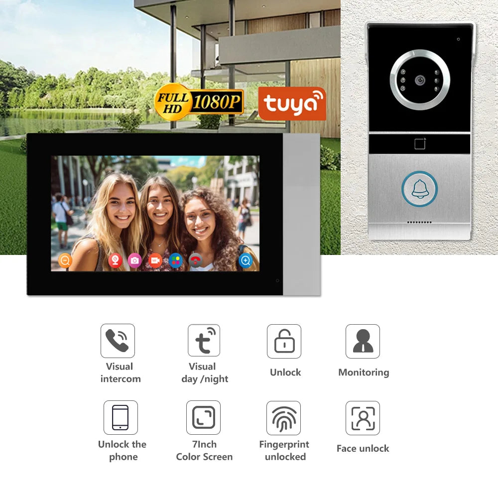 Tuya Smart App Remote Control ID Card Unlock Recording Smart Wifi Video Door Phone Doorbell Intercom System for Villa Tidesmit