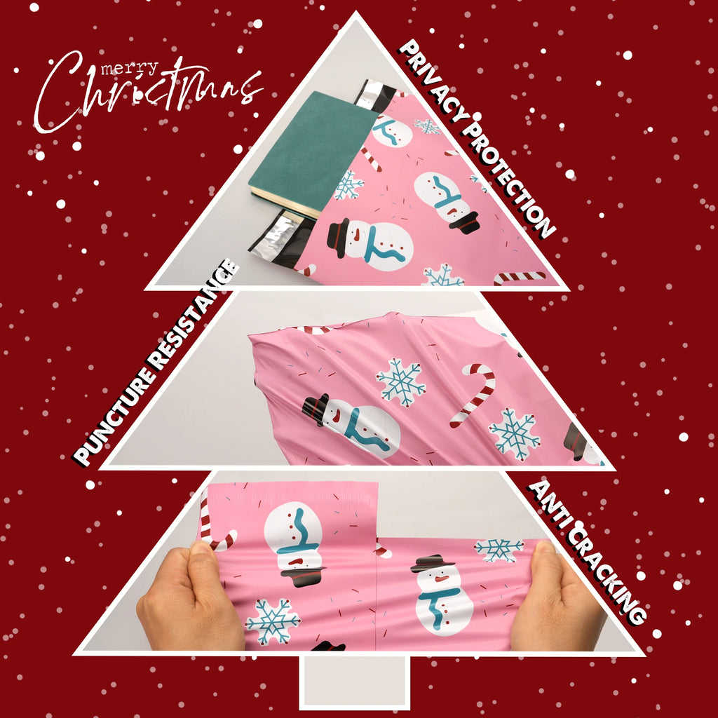 10x13 Inch Light Pink Christmas Poly Mailers 100 Pcs, 2.5mil Thick Waterproof Shipping Bags, 2-Day Shipping 5-Day Delivery