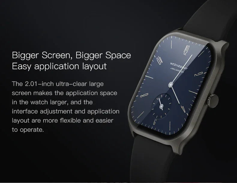 2.01 Waterproof Smart Watch for Men Women Fitness Tracker Sport Modes Heart Rate Monitor Calendar Activity Tracker for Android - Tidesmit