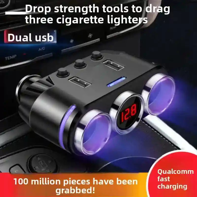 Tidesmit Wireless Charger Car Socket - Qi Certified 12V 24V Triple Splitter Tidesmit