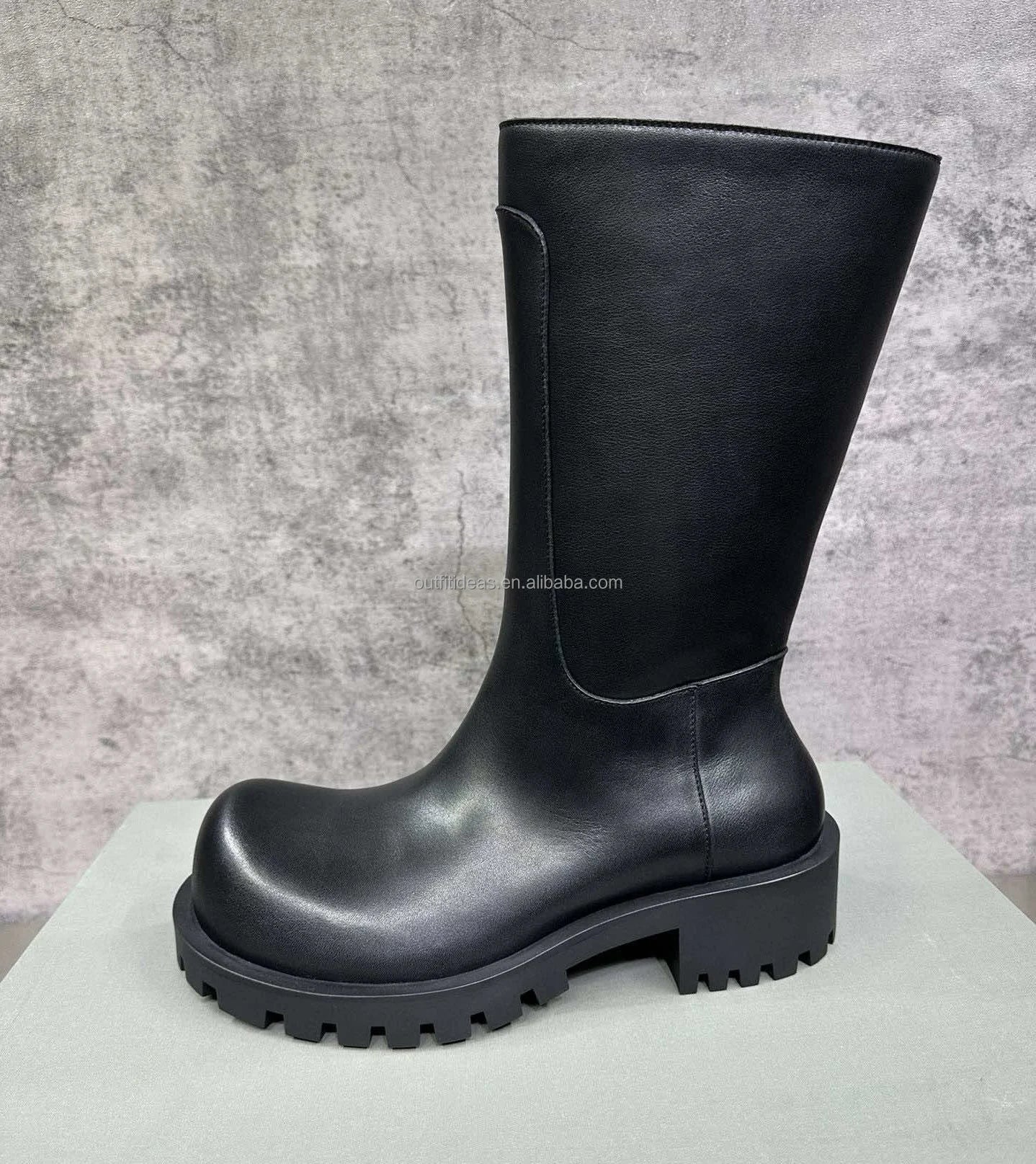 Top Quality Exaggerated Toe Calfskin Men Calf Leather Hummer Boots Derby Shoes Chunky Dress Shoes Men Black Hummer Derby Shoes