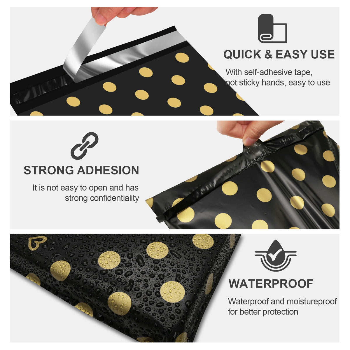 10x13 Inch 50 Pcs Gold Leopard Print Poly Mailers Thick Self-Seal Shipping Bags for Clothing Small Business