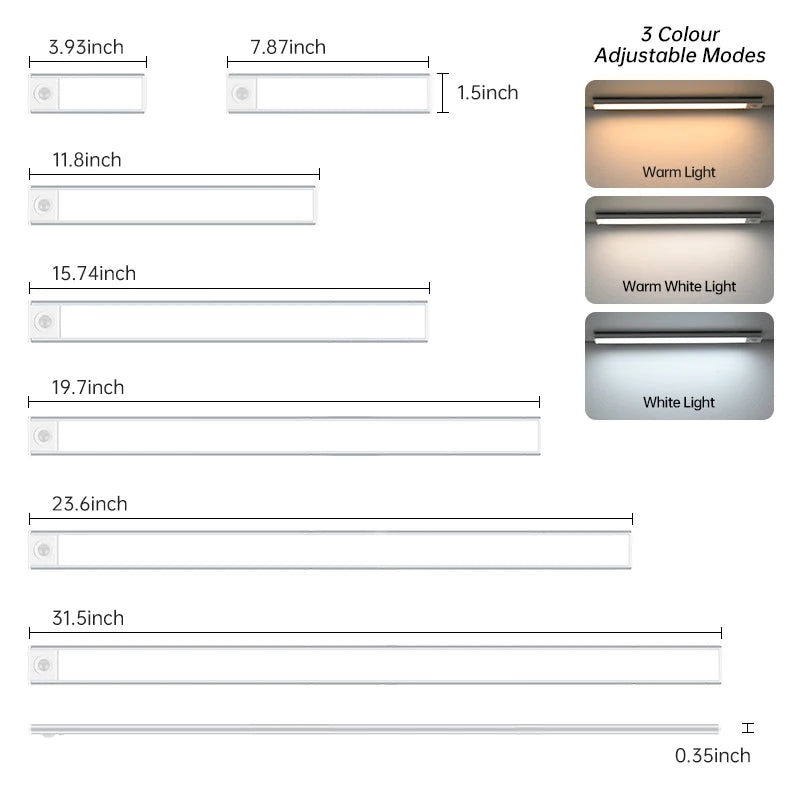 Smart Human Body Under Cabinet Infrared Wardrobe Rechargeable Night PIR Led Motion Sensor Light for Indoor Kitchen Closet Stairs 3C-SwitchWhite 3C-SwitchWarm 3C-SwitchNatural Tidesmit