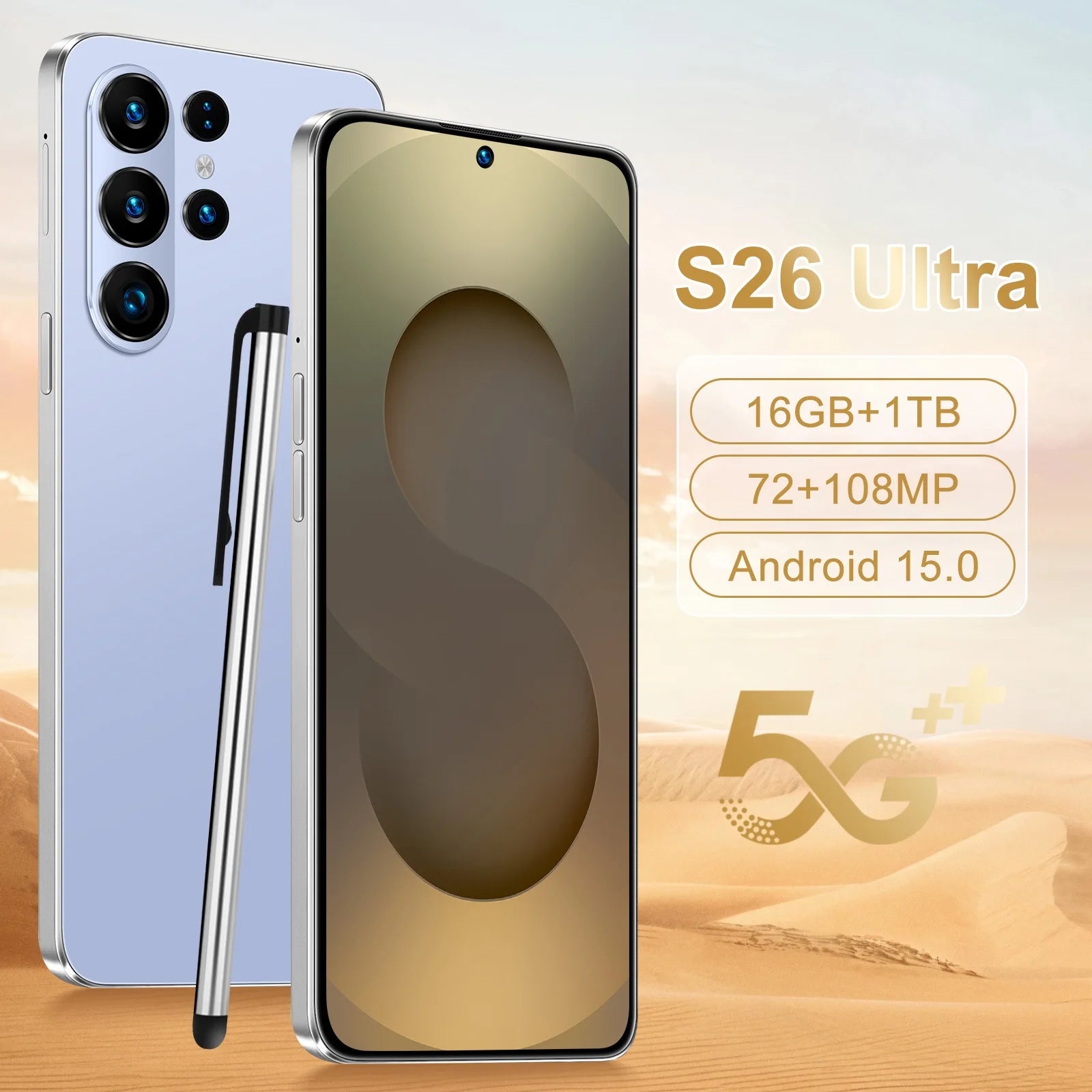 Tidesmit 5G Smartphone: 7.3-Inch AMOLED, 16GB RAM, 256GB Storage Blue 16g 1TB Tidesmit