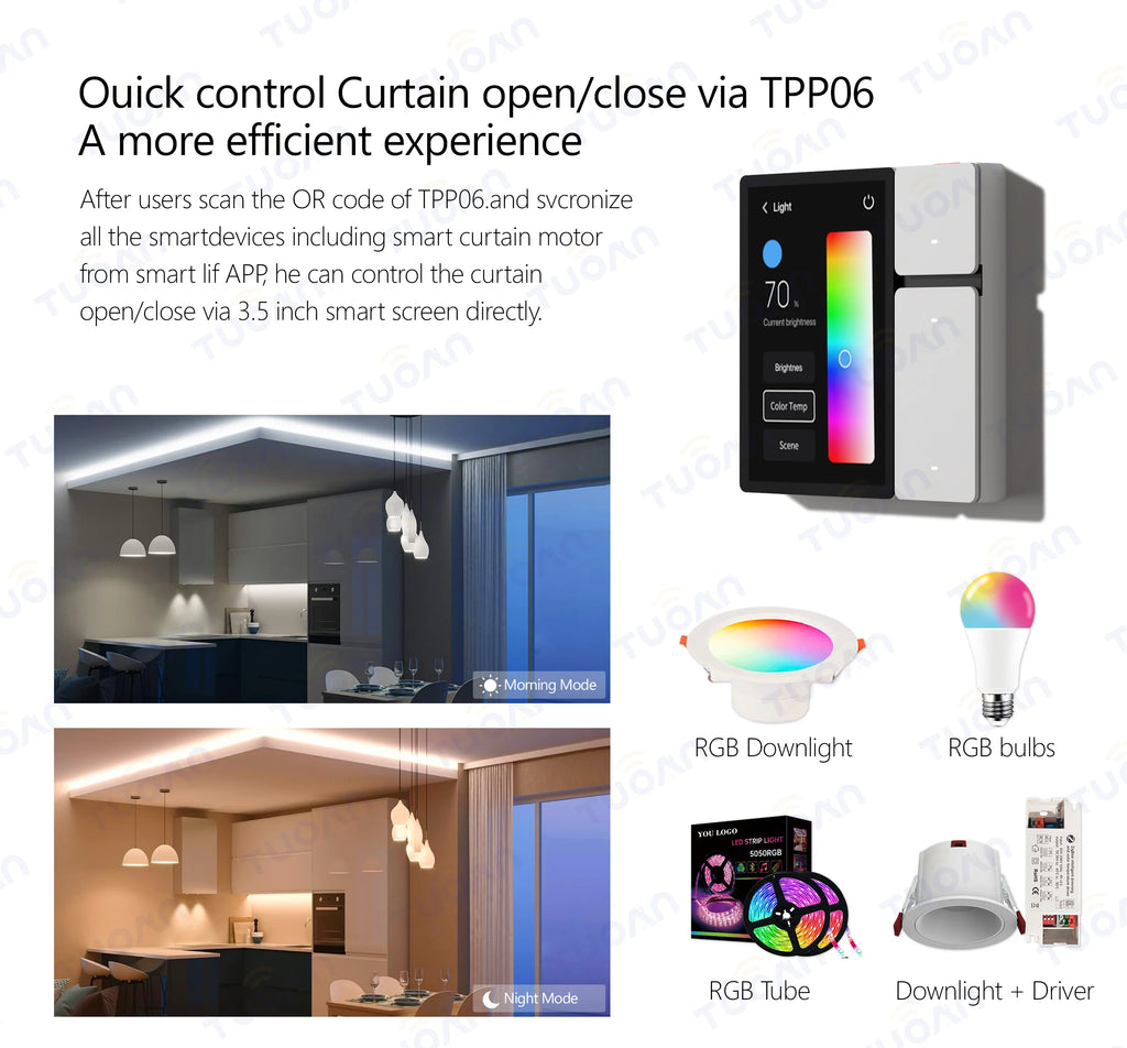 Tuya Smart House Wireless Remote Control Switch System Touch Screen Control Panel Home Automation System with Built in IR Tidesmit