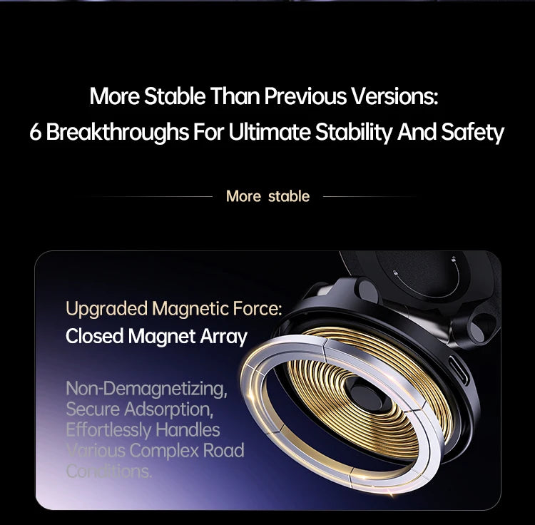 X68w Charging Car Magnetic Round Phone Holder for All Phones 360 Degree Rotating Magnetic Vacuum Suction Phone Mount Holder Tidesmit