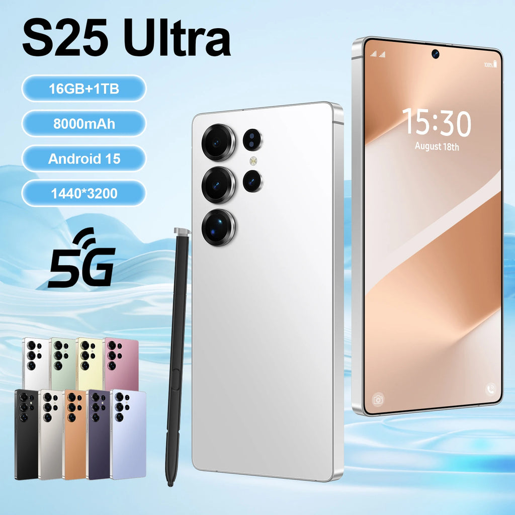 5G Smartphone 1TB 16GB RAM - Android 15 Dual SIM Gold Tidesmit