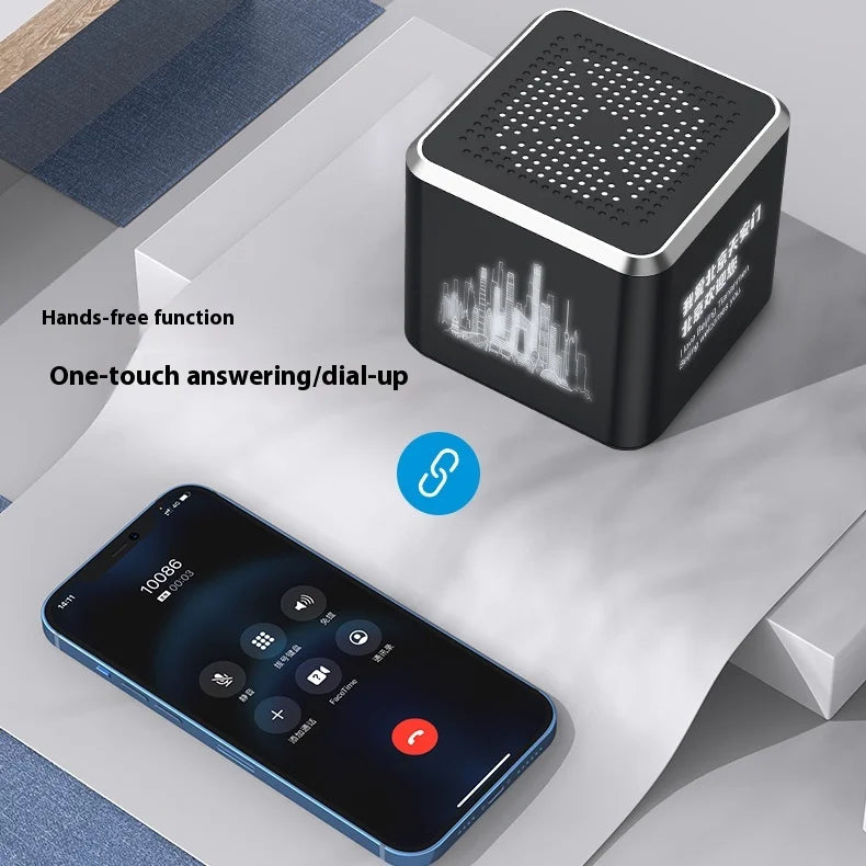 Bluetooth Speaker -Mini Cultural and Creative BT Speaker Four Custom Sided Luminous Pattern Portable Music Box Audio Player Promotional Gift