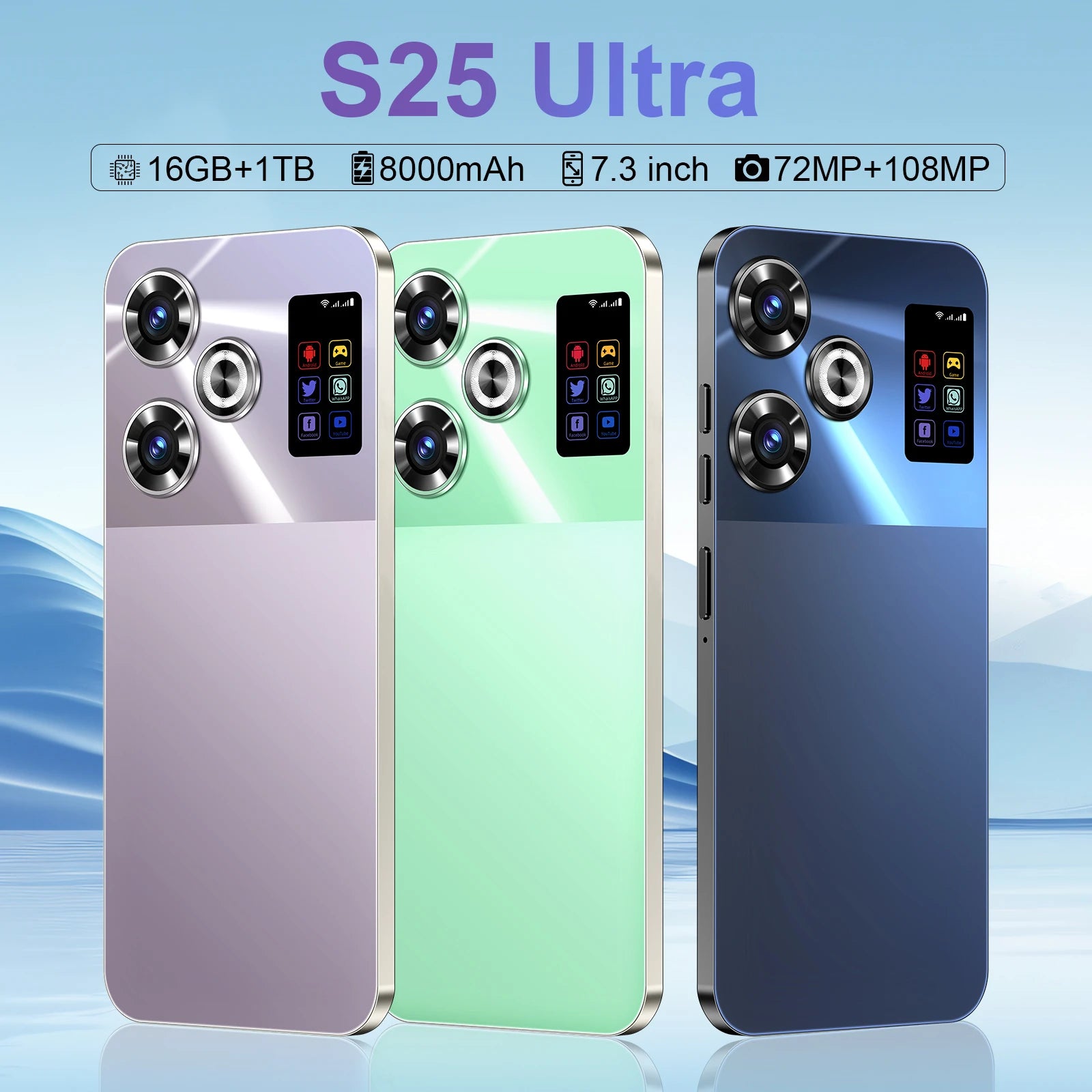 Tidesmit 5G Smartphone, 7.3 Inch AMOLED, 16GB RAM, 1TB Storage Tidesmit