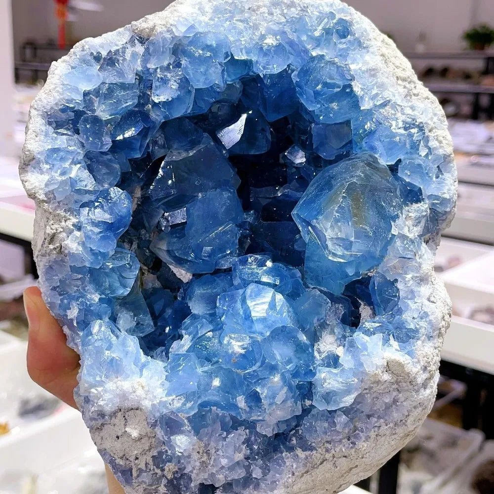 2-3kg Natural Blue Raw Stone Geodes Blocks  Semi Precious Stones  Energy Stones Celestite Geode Cluster Egg Heart