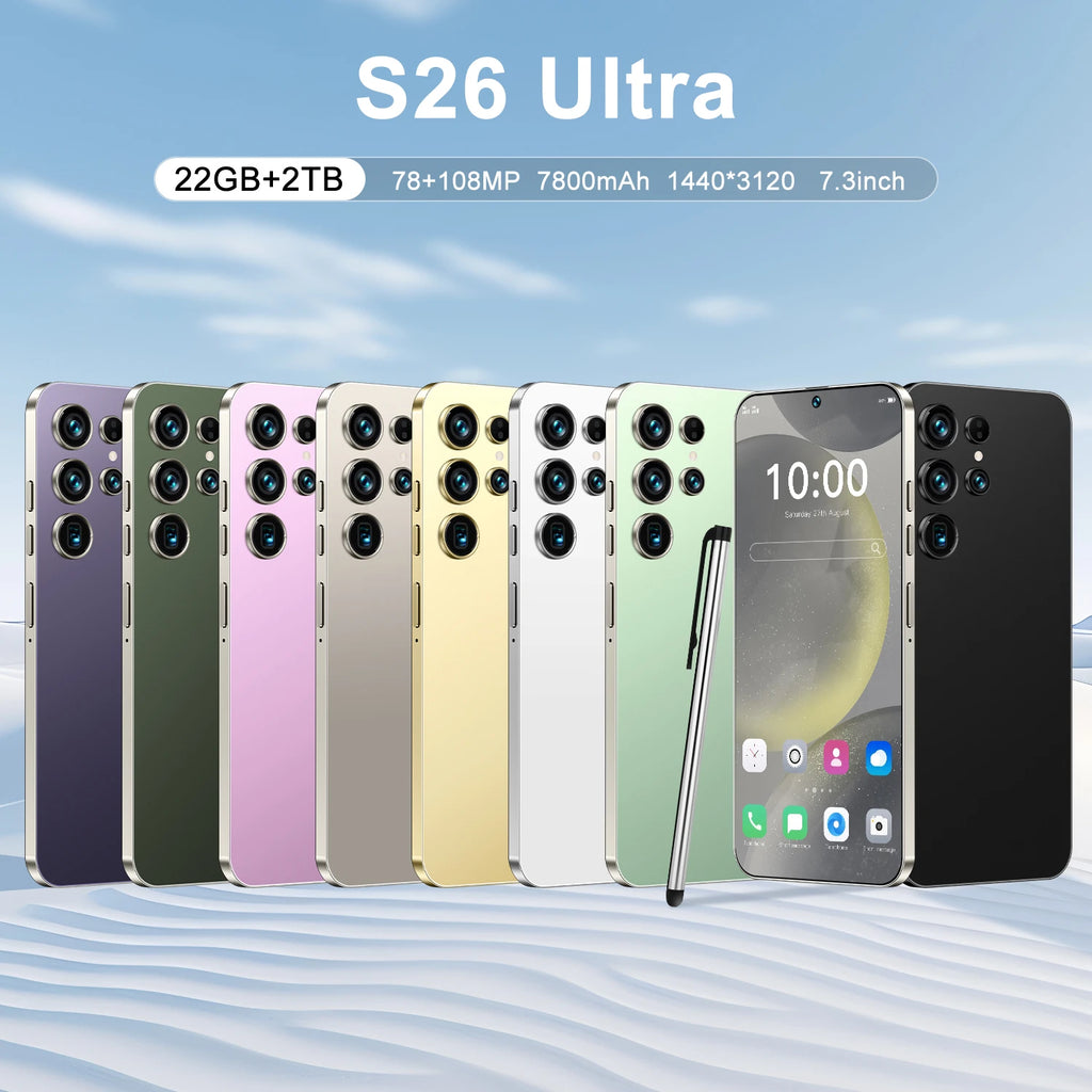 2025 New Original Phones S26 ultra 5g Smartphones 22GB+2TB 5G Dual SIM Cellphone Mobile Phone Face Unlock Android 14 5G Phone - Tidesmit