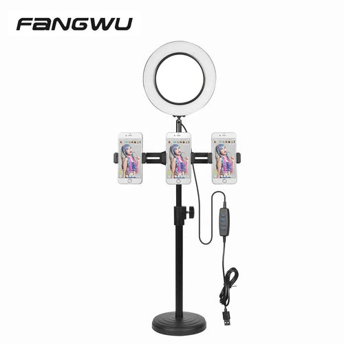 3 Phones Camera Led Photography Equipment Selfie Ring Light for Livestream - Tidesmit