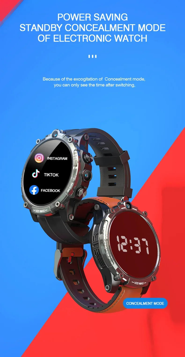 2023 V20 Customizable Men's Ladies Android Smart Watch GPS SIM Card WIFI 4G TikTok 5G Features IPS Display Rubber Answer Call - Tidesmit