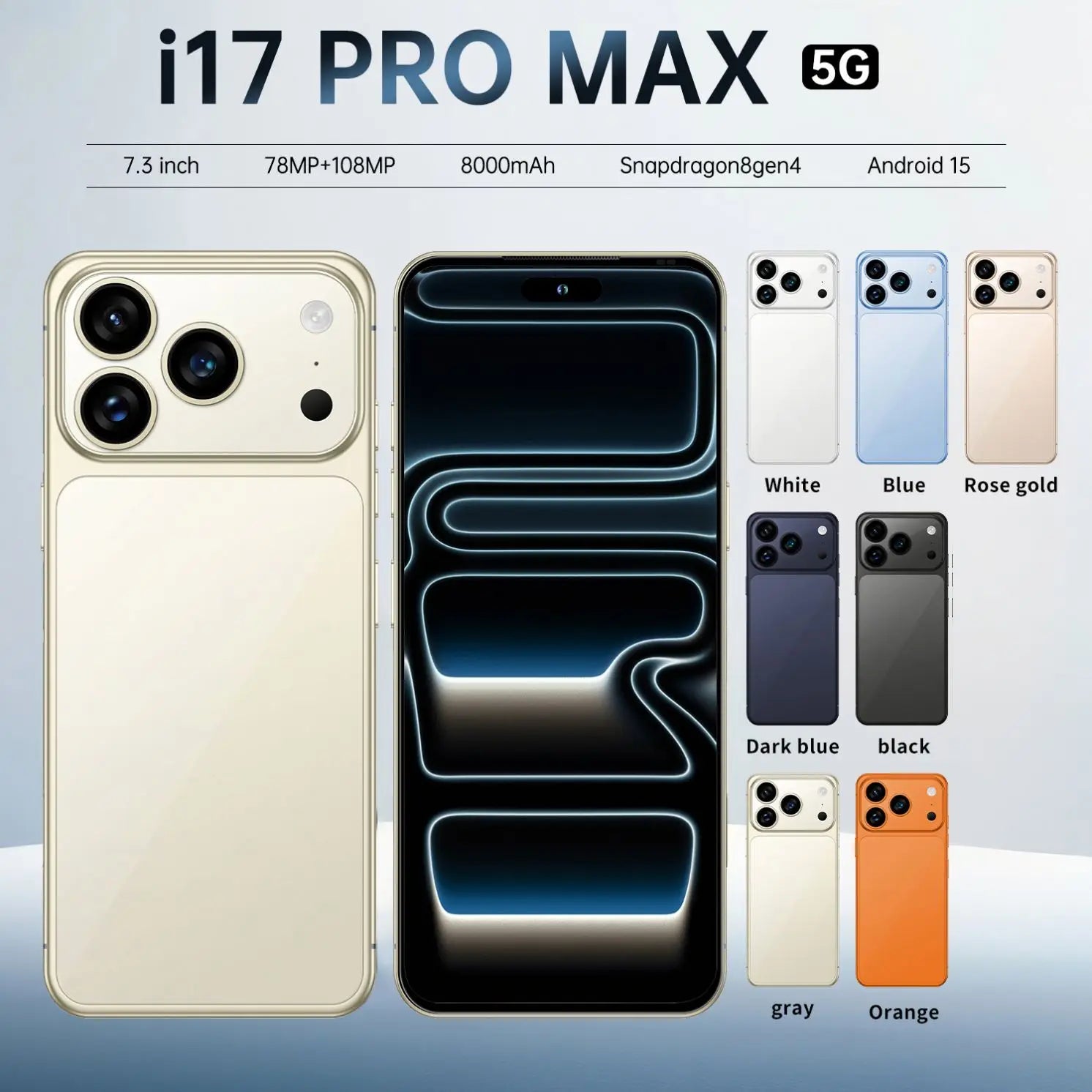 Android 15 Smartphone 16GB 1TB, 108MP Camera, 7.3 Inch AMOLED Display Tidesmit