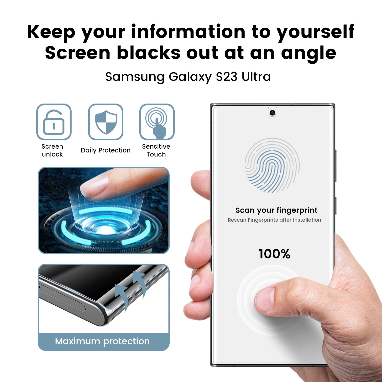 24u/S23/22/21+ Curved Surface HD Clear Ceramic Soft Film Screen Protector Pull-Free Cabin Anti-Fingerprint Anti-Scratch for Tidesmit