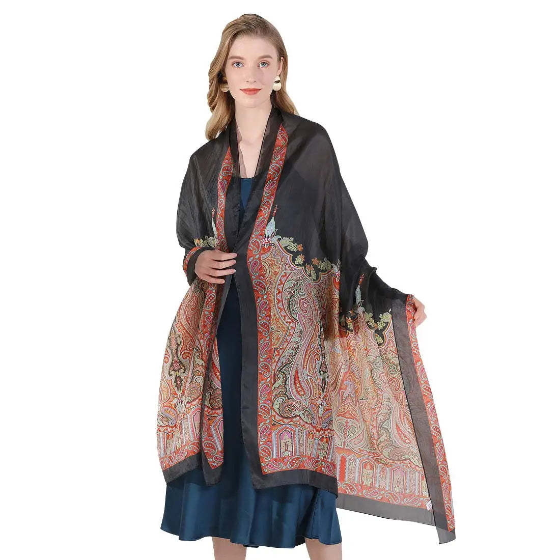 Wholesale 100% Pure Silk Printed Long Shawl Scarf Foulard for Women Spring Muslim Head Cover