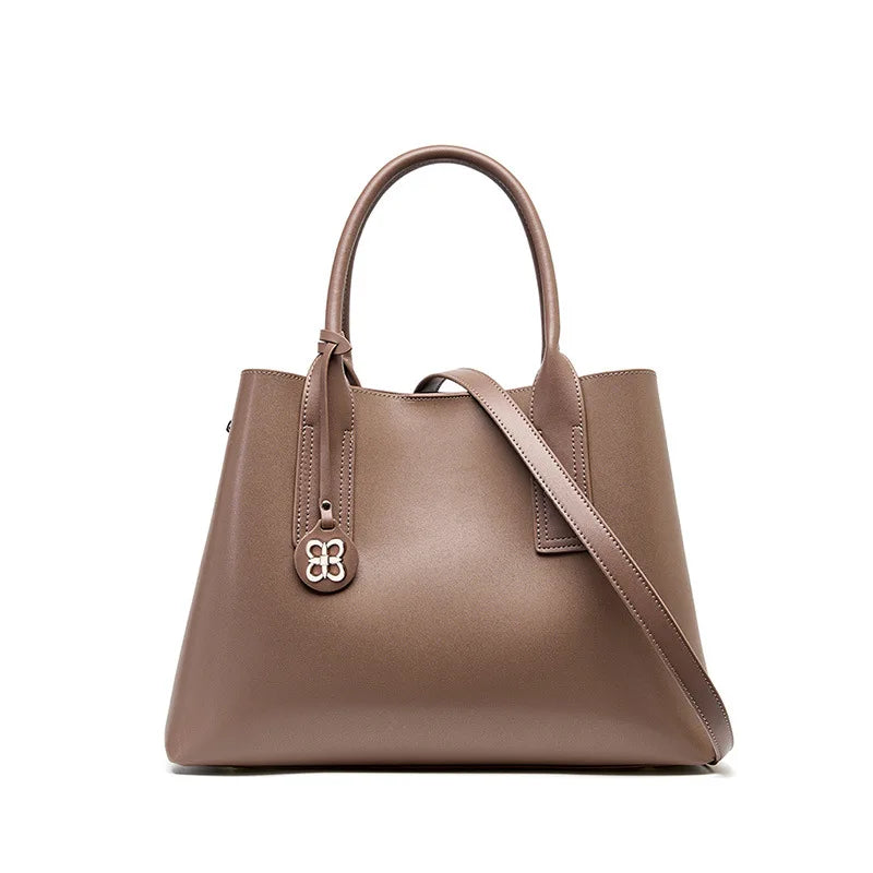 Women's 2026 New Large Capacity Genuine Leather Crossbody/Shoulder Handbag Removable Strap Zipper Closure Luxury Elegant Fashion