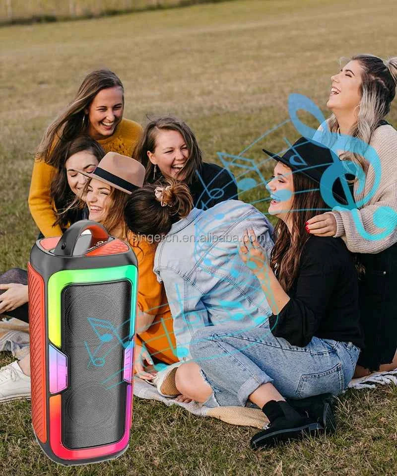 JQS4407 Portable Dual 4 Inches Battery Powered Rechargeable USB AUX Party Bt Speaker with Optical Input Led Speakers My Store