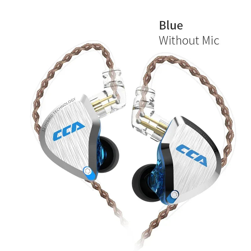 CCA C12 In-Ear Monitor Headphones - 12-Driver Hybrid HiFi by Tidesmit CCA C12 Blue no mic China Mainland Tidesmit