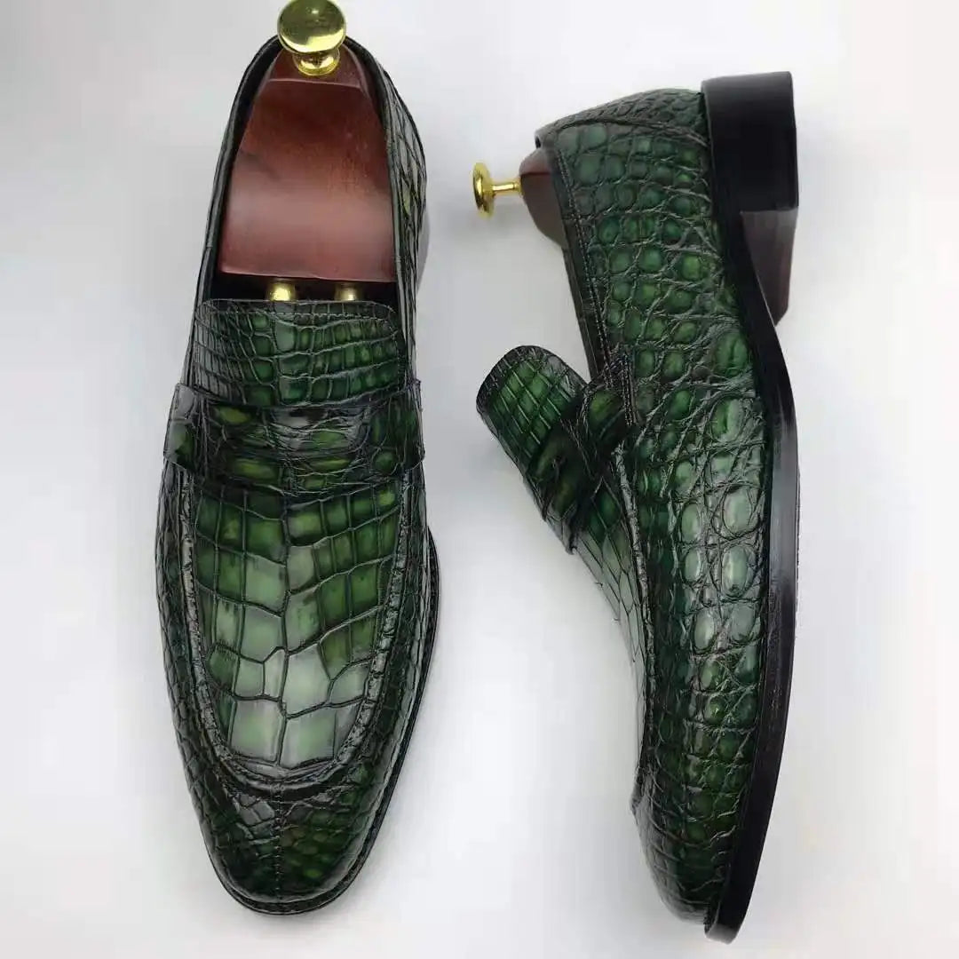 Goodyear Welt Genuine Crocodile Leather Shoes for Man Loafers Shoes Alligator Men Chic New Model Office Party Men's Shoes