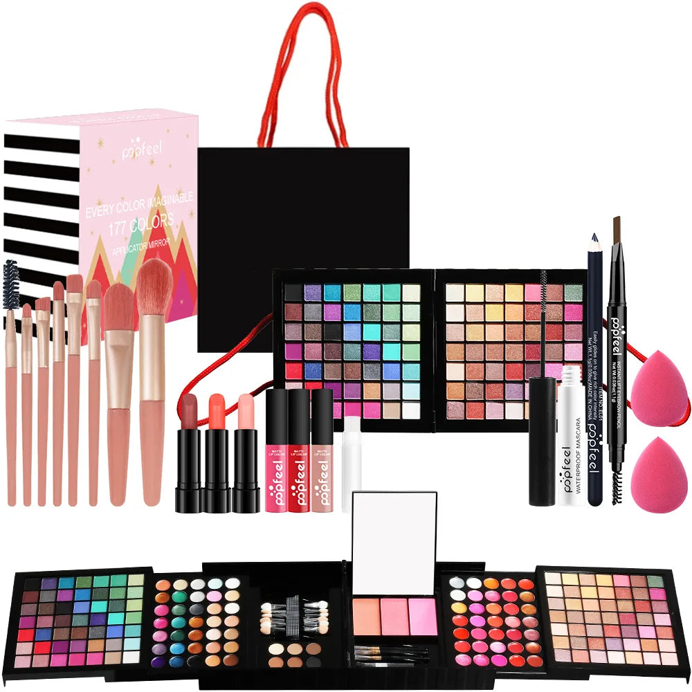 Christmas Gift Box Present Makeup Sets for Holiday POPFEEL 177 Color Eyeshadow Professional Makeup Kit for Beginner ALIBABA Tidesmit