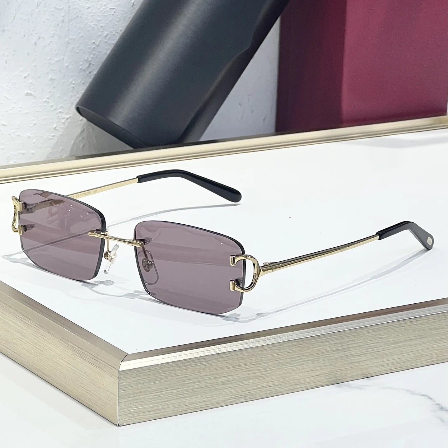 New Unisex Luxury Fashion Designer Polygonal Frameless Sunglasses Comfortable Light UV400 Gradient Lenses High-quality