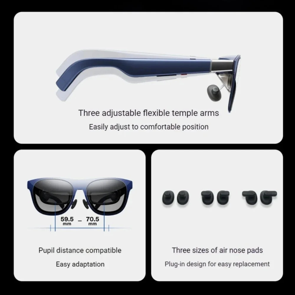 XREAL 1S Smart AR Glasses Native 2D to 3D Virtual Reality 3DoF Spatial Hover 500" Portable Giant Screen 52 FOV Movie Viewing
