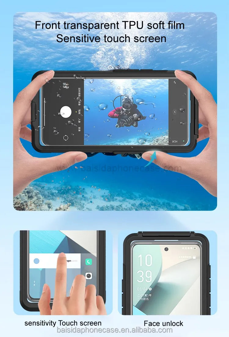 Universal IPX8 Water Proof Snorkeling Diving Case With Lanyard for IPhone 12/15 Plus/14/13/16 Pro Max Waterproof Phone Case Tidesmit