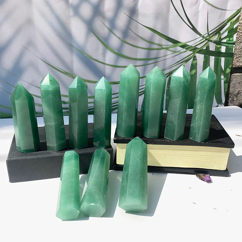 Wholesale Natural Green Aventurine Tower Point Carved Clear Quartz Healing Crystal for Art & Collectible Feng Shui