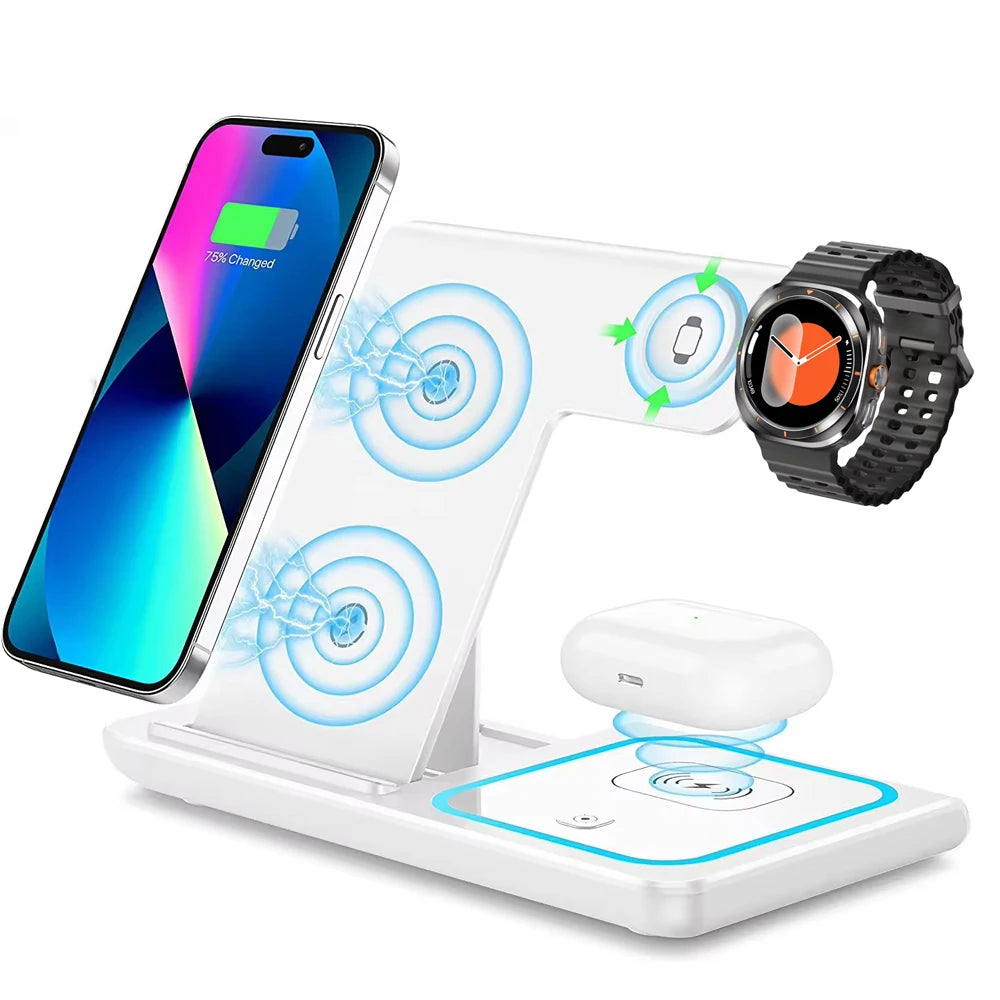 Power bank charger-Fast Cell Phone Wireless Charging Power Banks Power Station Multifunction Portable 3 in 1 Wireless Charger for iphone 16 Pro Max Tidesmit