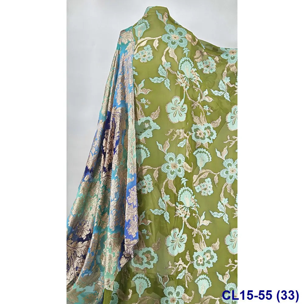 Lisami RTS Luxury Silk Fabric Elegant Multi-Color 3D Metallic Handcut for Dresses Weddings and Curtains