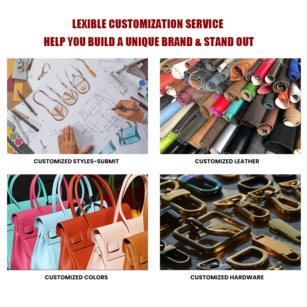 Manufacturer OEM Lady High Quality Top-grain Cowhide Vintage  Genuine Leather Designer Women Luxury Handbags