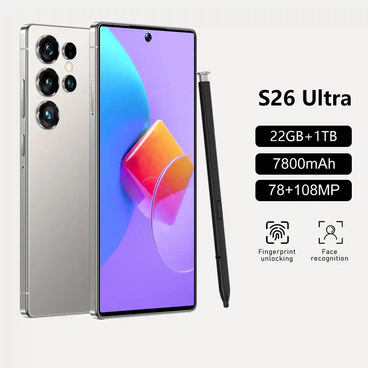 Tidesmit 5G Smartphone 7.3-Inch AMOLED 22GB RAM 1TB Unlocked Gray 22GB 1TB Tidesmit