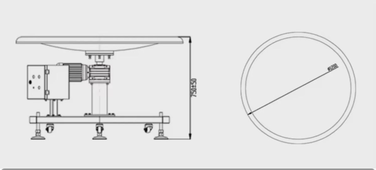 304 Stainless Steel Size Customized Speed Adjustable Turntable Rotary Accumulation Collecting Turning Packing Collection Table